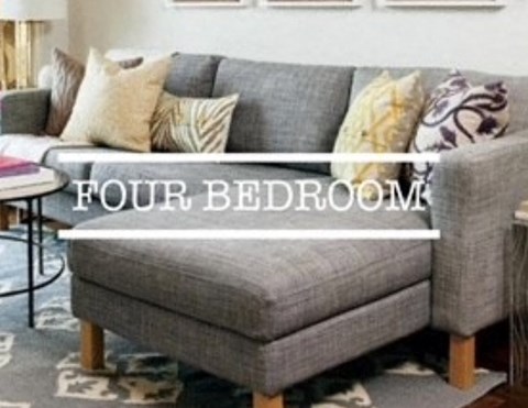 Floor plan for 4 beds, 2 baths, 1451 sqft
